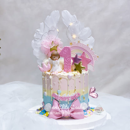 Angel Themed Cake: Angelic Rainbow Delight Cake