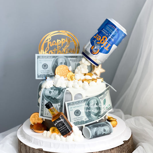 Beer Themed Cake: Money Free Flow Cake