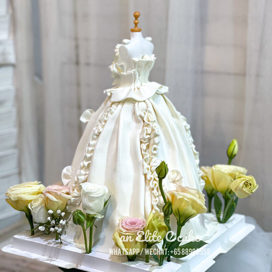 Sculpted Bridal Gown Series Cake: Floral Lady #B