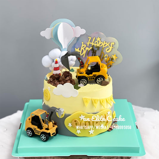 Kids Construction Themed Cake: Digger Drift