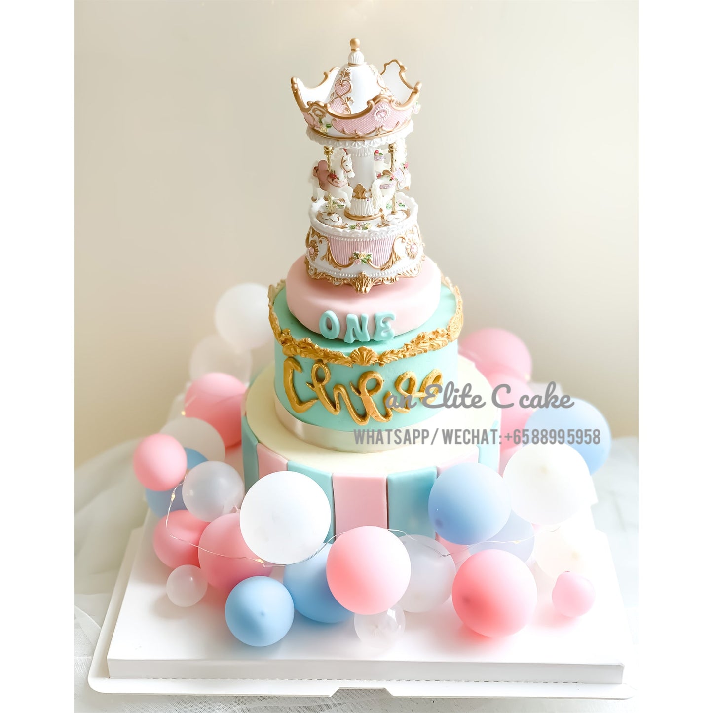 Double Up Carousel Themed Cake