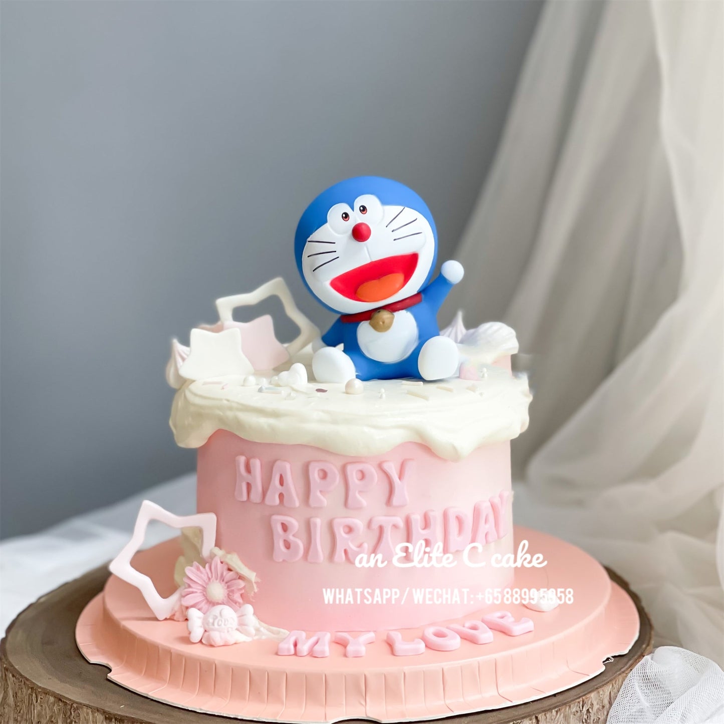 Cartoon Blue Cat Inspired Cake: Hello World