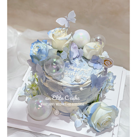 Floral Cake: Blue Gown