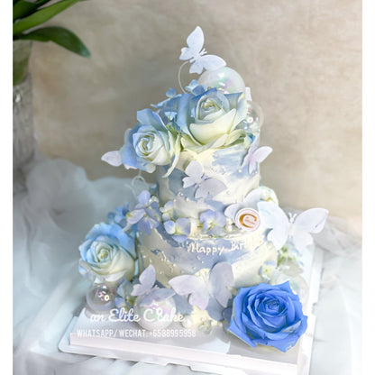 Floral Cake: Blue Gown