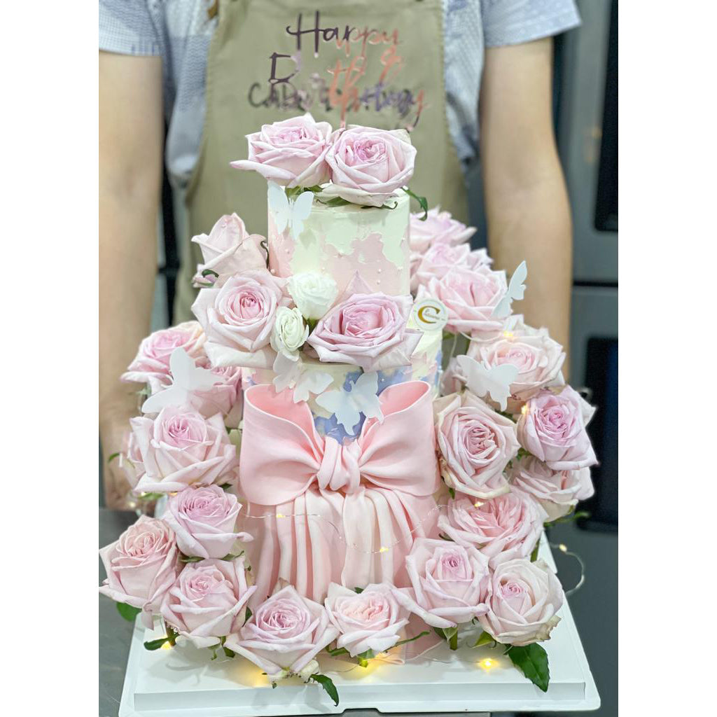 Floral Cake: Pink Rose Fortress