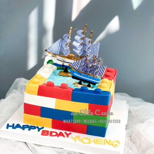 Toy Block Inspired Cake: Bon Voyage