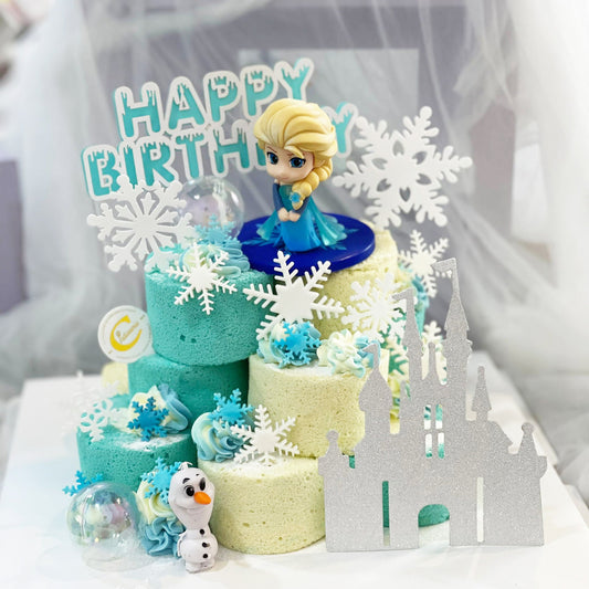 Cartoon Princess Inspired Cake: Sparkling Snowflake Surprise