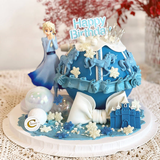 Cartoon Princess Inspired Cake: Magical Winter Wonderland