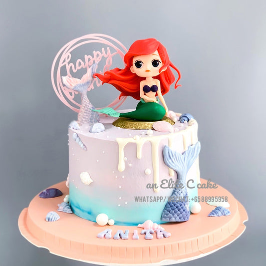 Cartoon Princess Inspired Cake: Mermaid's Deep Blue