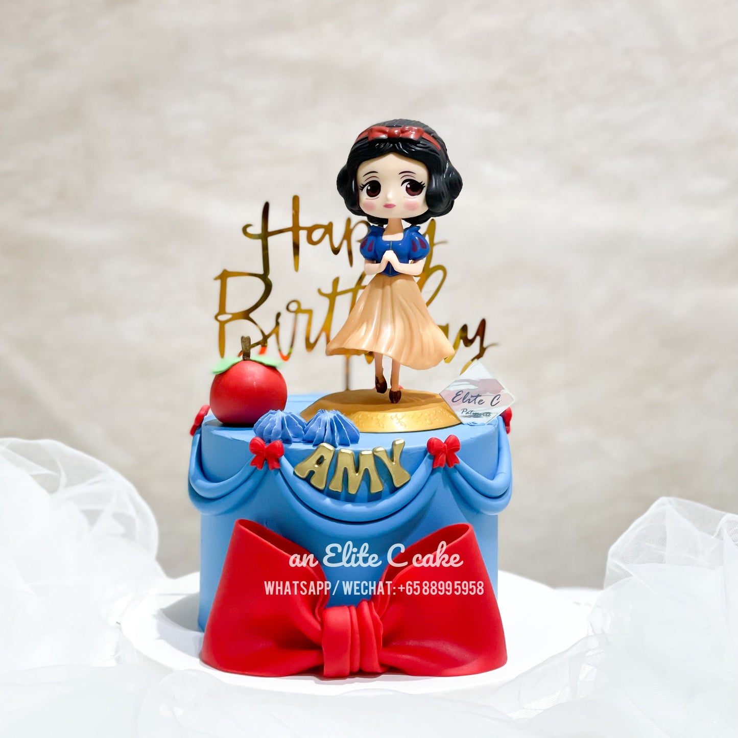 Cartoon Princess Inspired Cake: Red on Blue