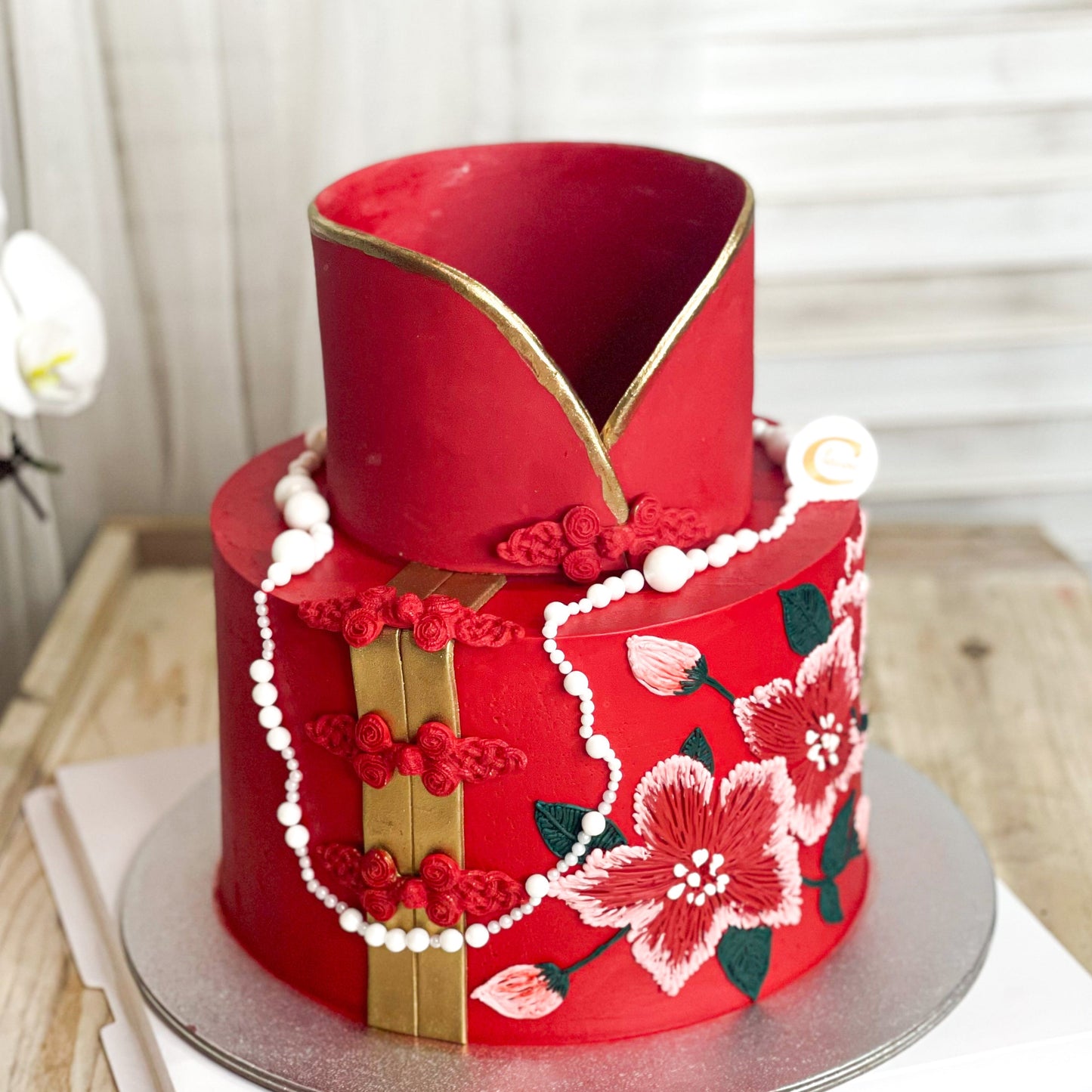 Qipao Themed Cake: Ruby Elegance