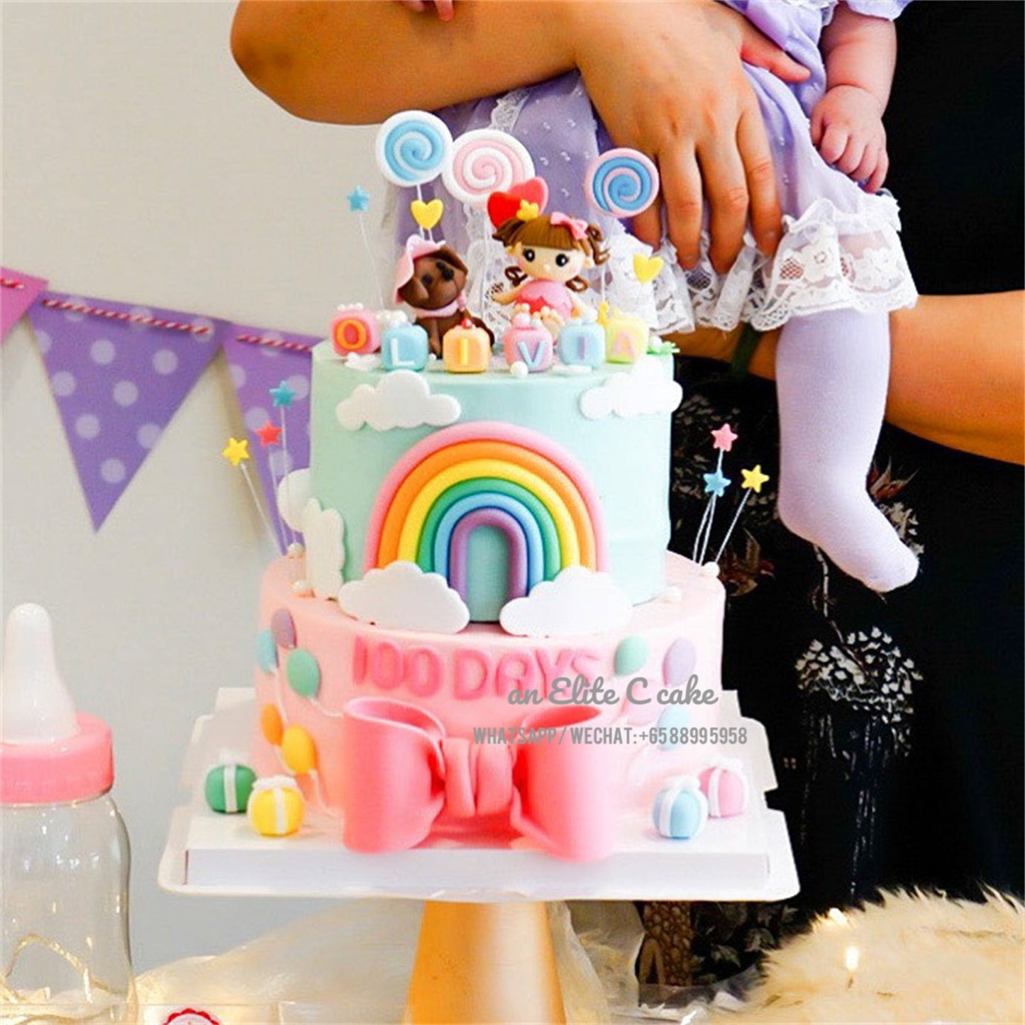 Rainbow Themed Cake: Twin Angels' Rainbow Dream