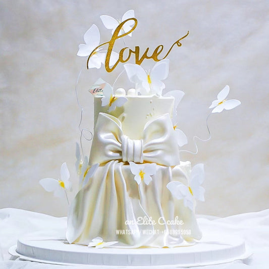 Ribbon Cake: Ribboned Butterfly Waltz (Double-Tier)