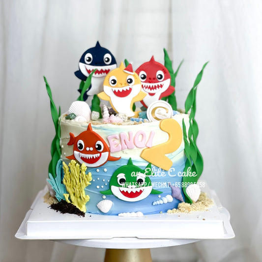 Cartoon Shark Inspired Cake: Super Shark Family Cake